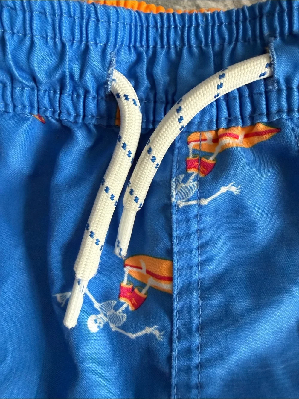 Wonder Nation Swim Trunks Boy’s Size 10/12 Large Blue Skeleton Surfer Print